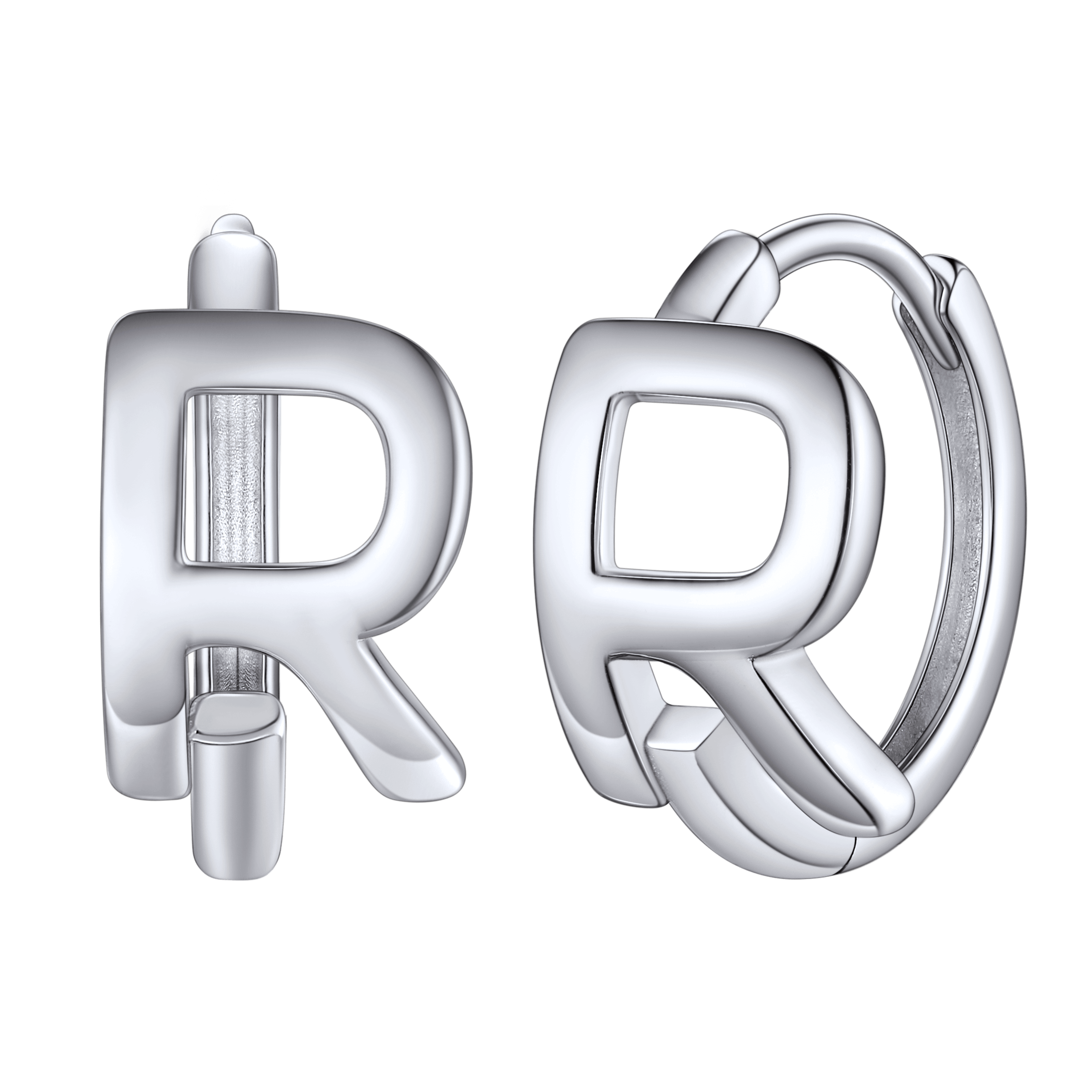 Sterling Silver Initial Letter A-z Hoop Earrings for