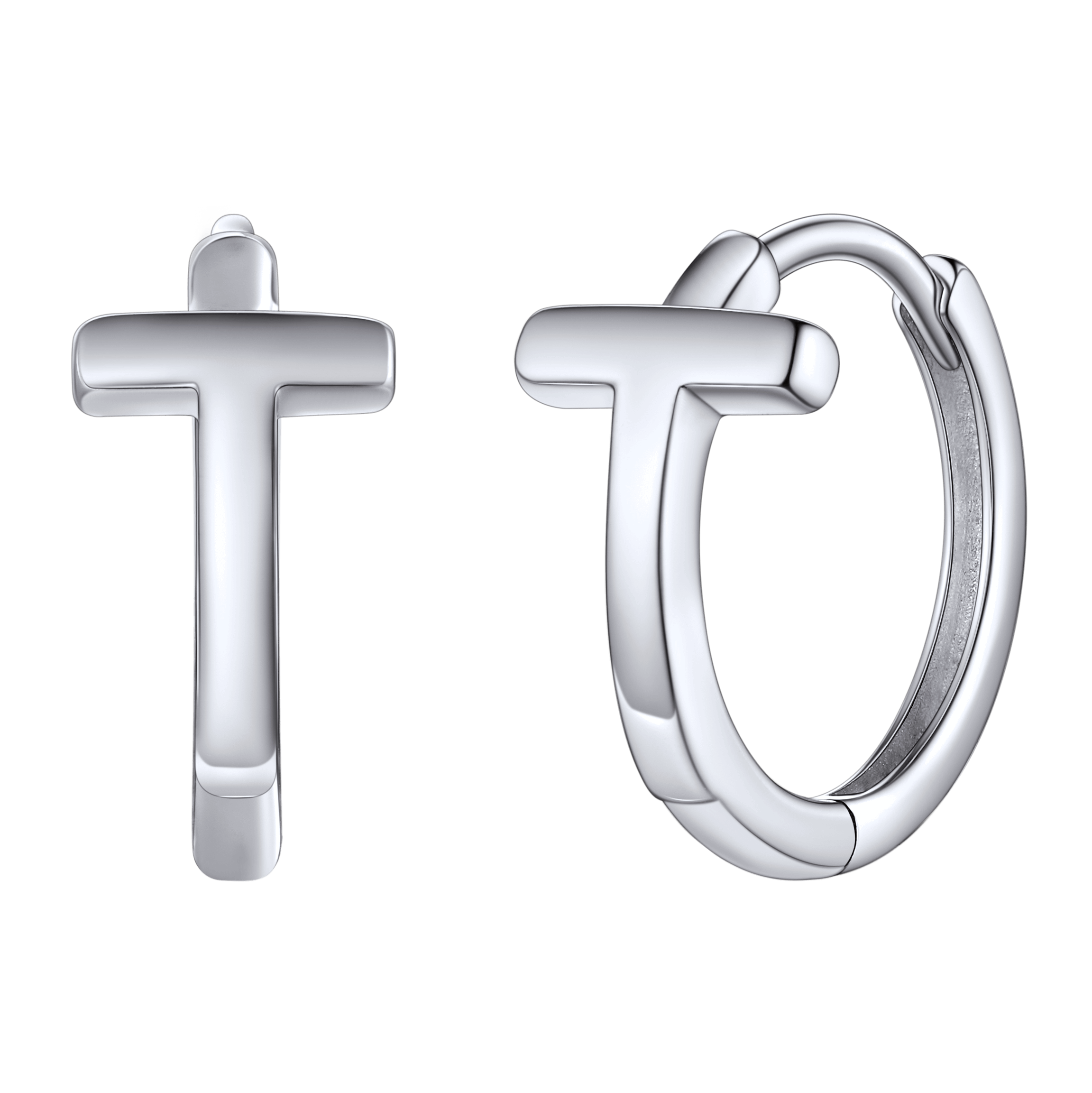 Sterling Silver Initial Letter A-z Hoop Earrings for