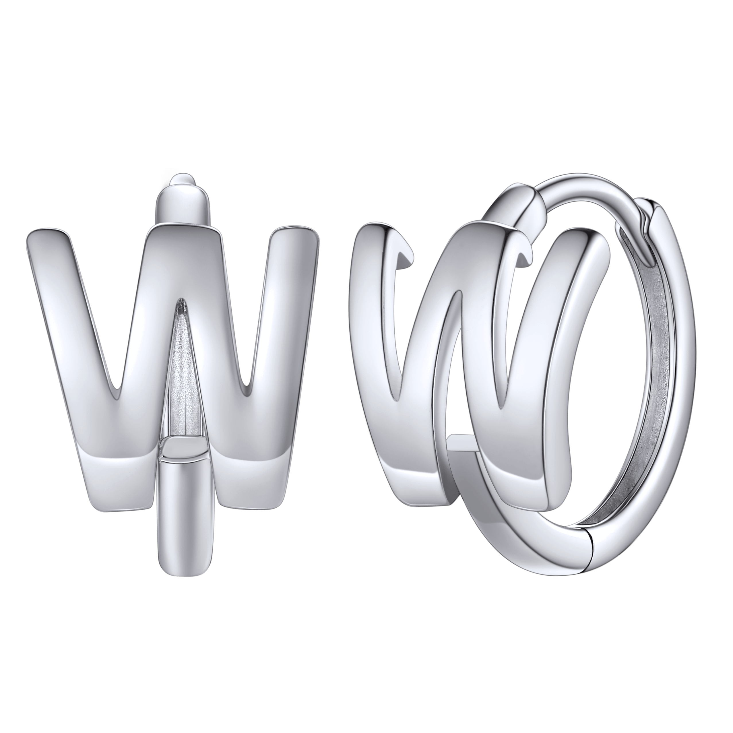 Sterling Silver Initial Letter A-z Hoop Earrings for