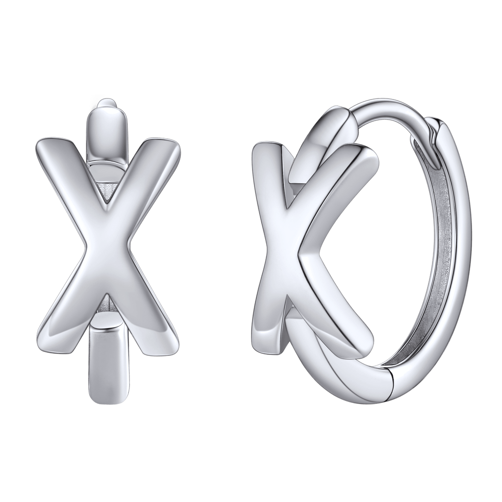 Sterling Silver Initial Letter A-z Hoop Earrings for