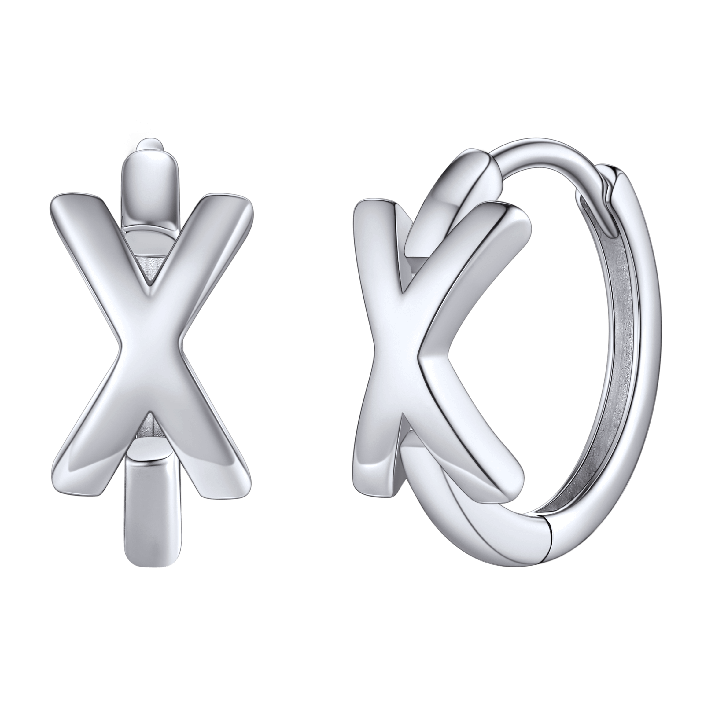 Sterling Silver Initial Letter A-z Hoop Earrings for