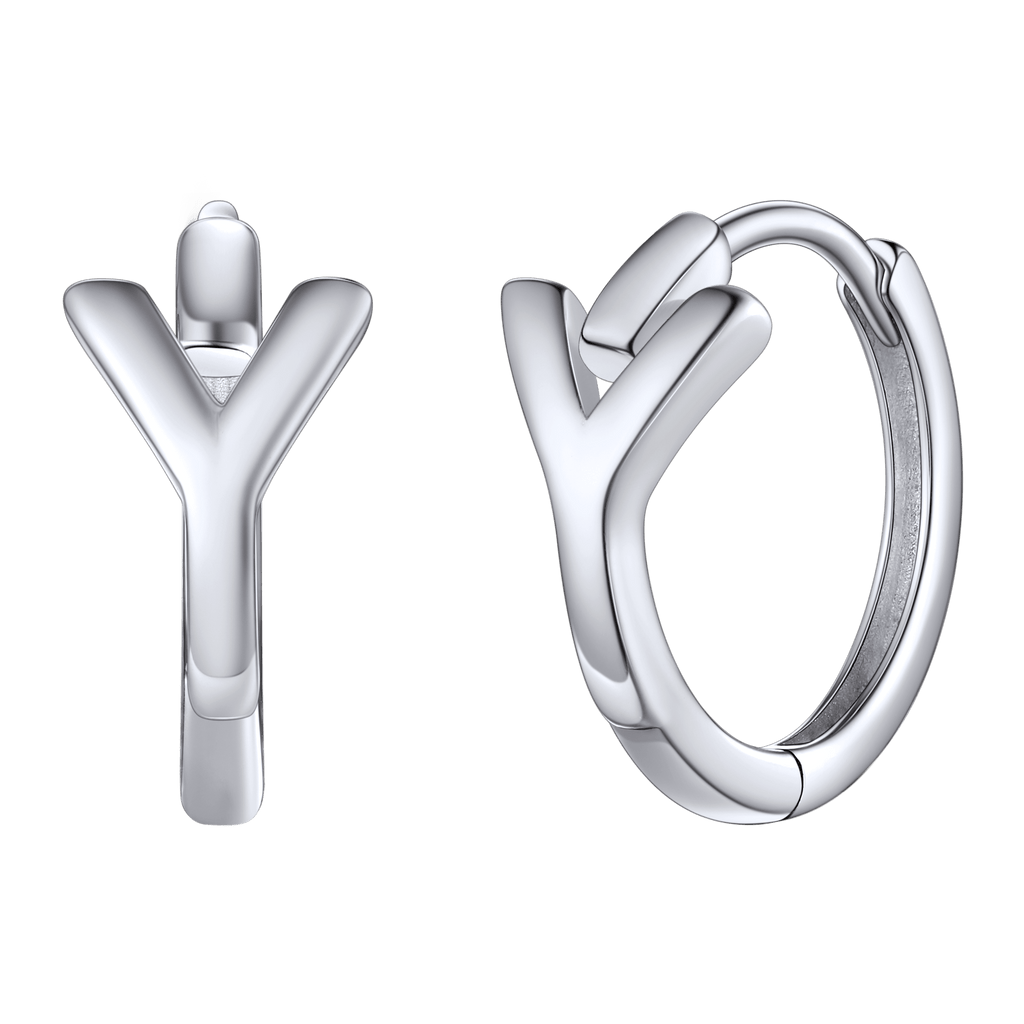 Sterling Silver Initial Letter A-z Hoop Earrings for