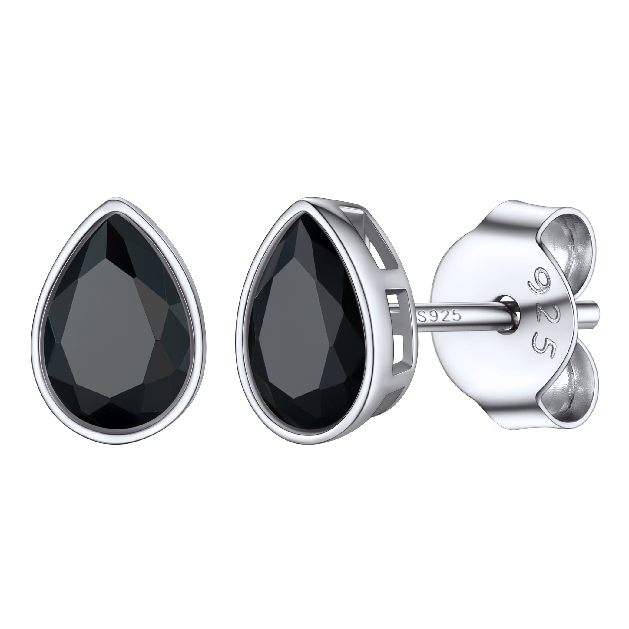 Flash Silver Water Drop Cubic Zirconia Stud Earrings for