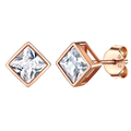 Flash Square Stud Earrings 5mm 7mm Width Sterling Silver