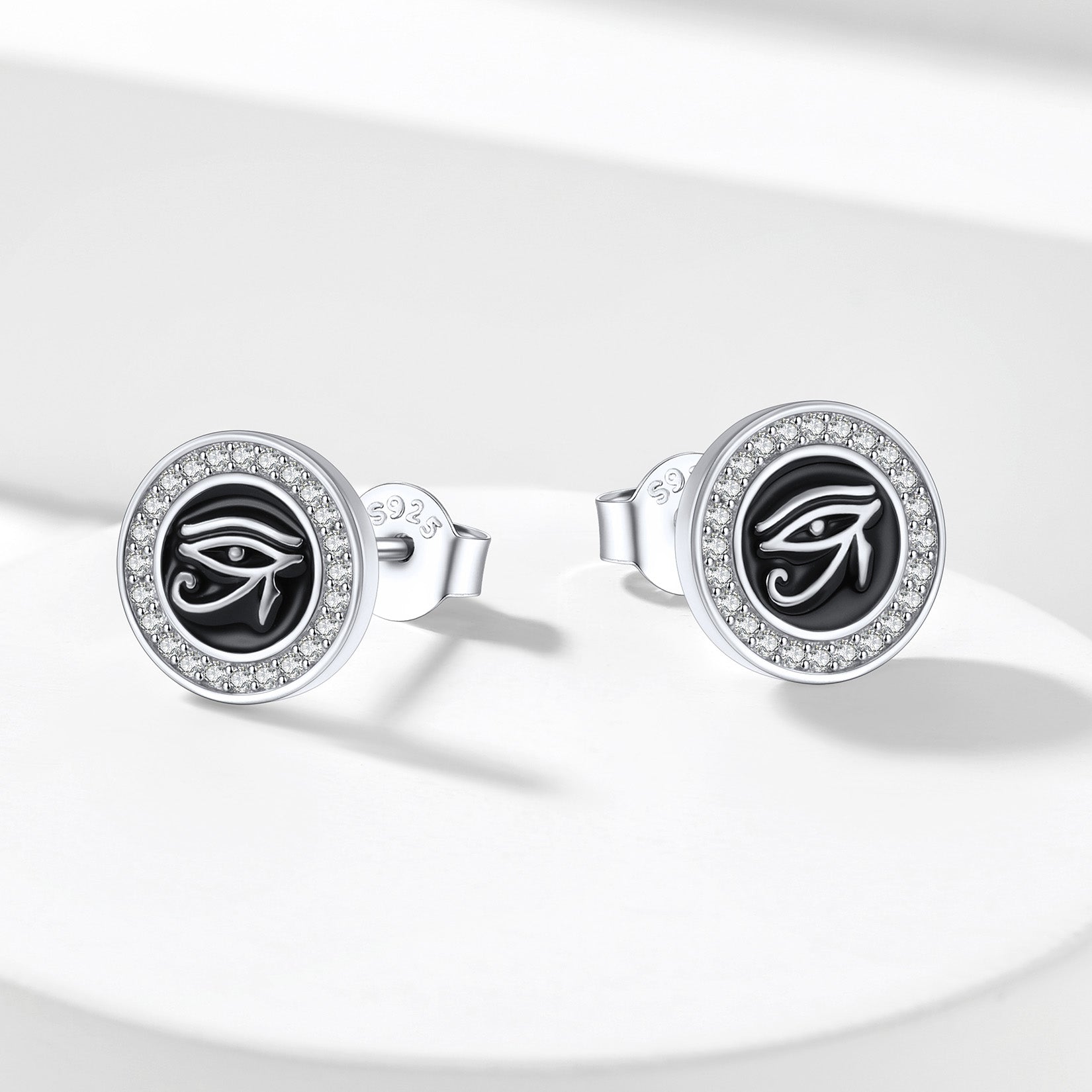 Sterling Silver Eye of Ra Stud Earrings for
