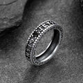Sterling Silver Norse Runes Ring With Black Onyx