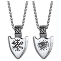 Viking Gungnir Pendant Necklace With Valknut & Compass for