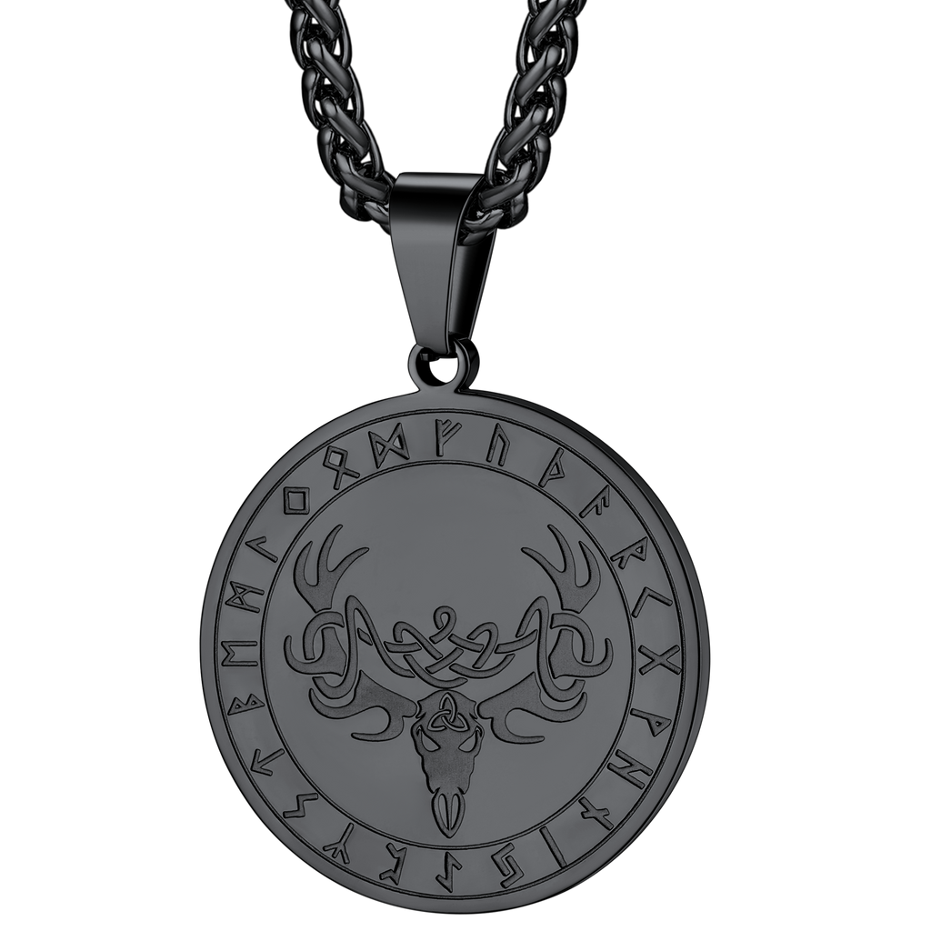 Flash Stainless Steel Norse Viking Deer Necklace for