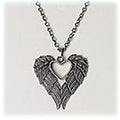 Winged Heart Pendant Necklace With Chain, Antique Finish