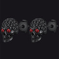 Gothic Cz Red Eye Stud Skull Earrings for