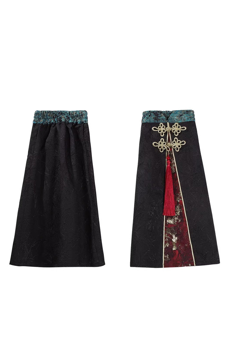 Multi-color [fox Trace Codex] Stand Collar Long Sleeves Printed Embroidered Classic Chinese Style Lolita Dress