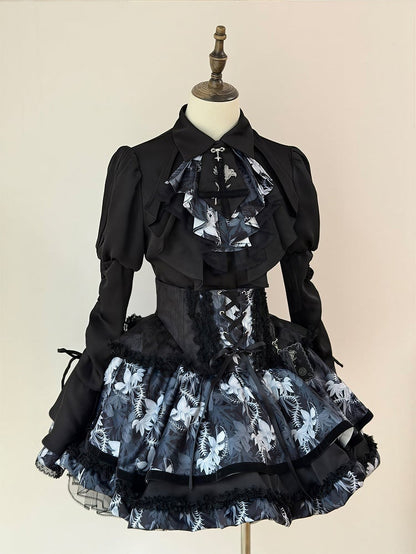 [pre-order Deadline: May 13] Bone Iris Gothic Black Ruffle Shirt + Corset Skirt + Accessories
