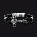 Viking Thor's Hammer Mjolnir Braided Leather Bracelet Gift for