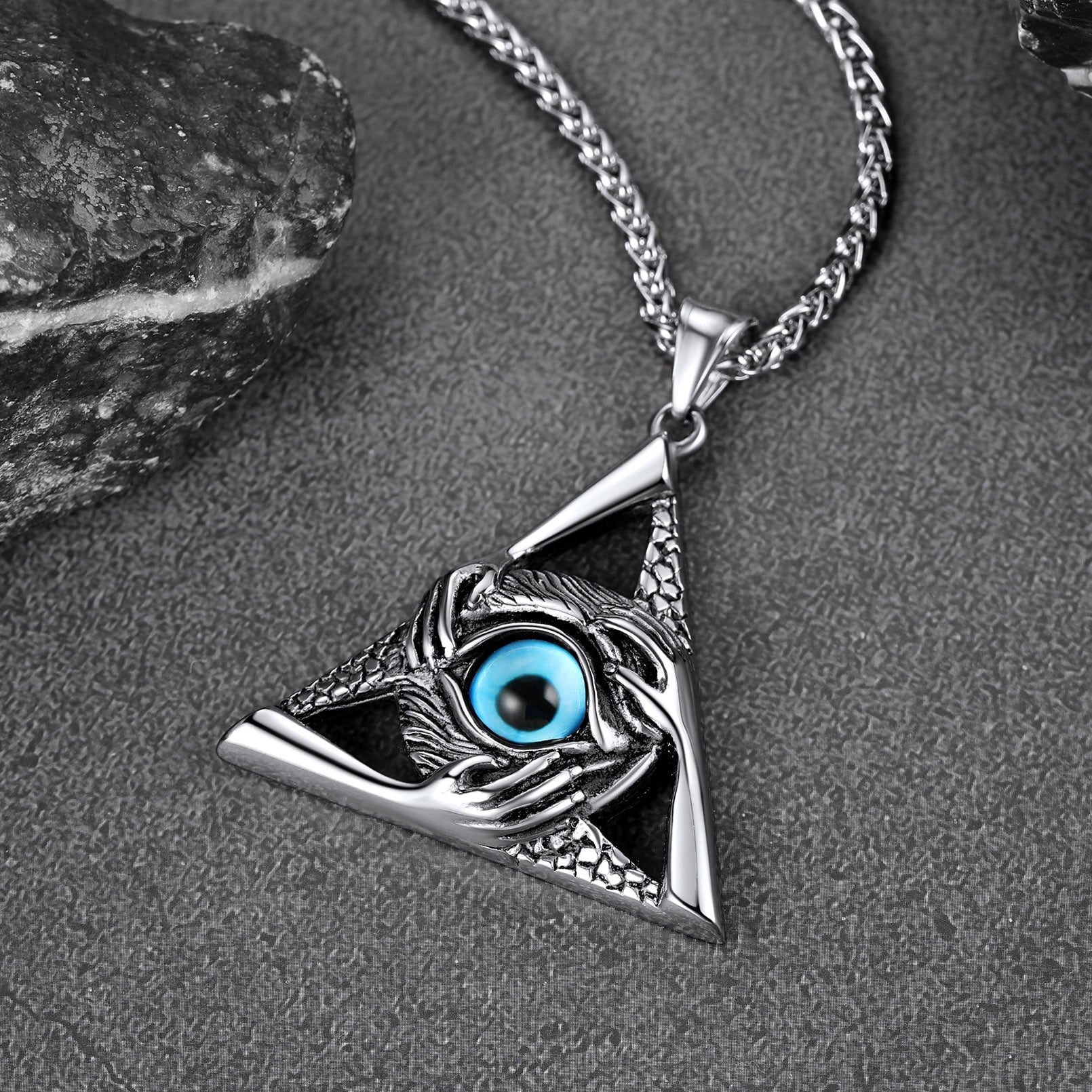 Triangle Third Evil Eye Necklace All-seeing Pendant