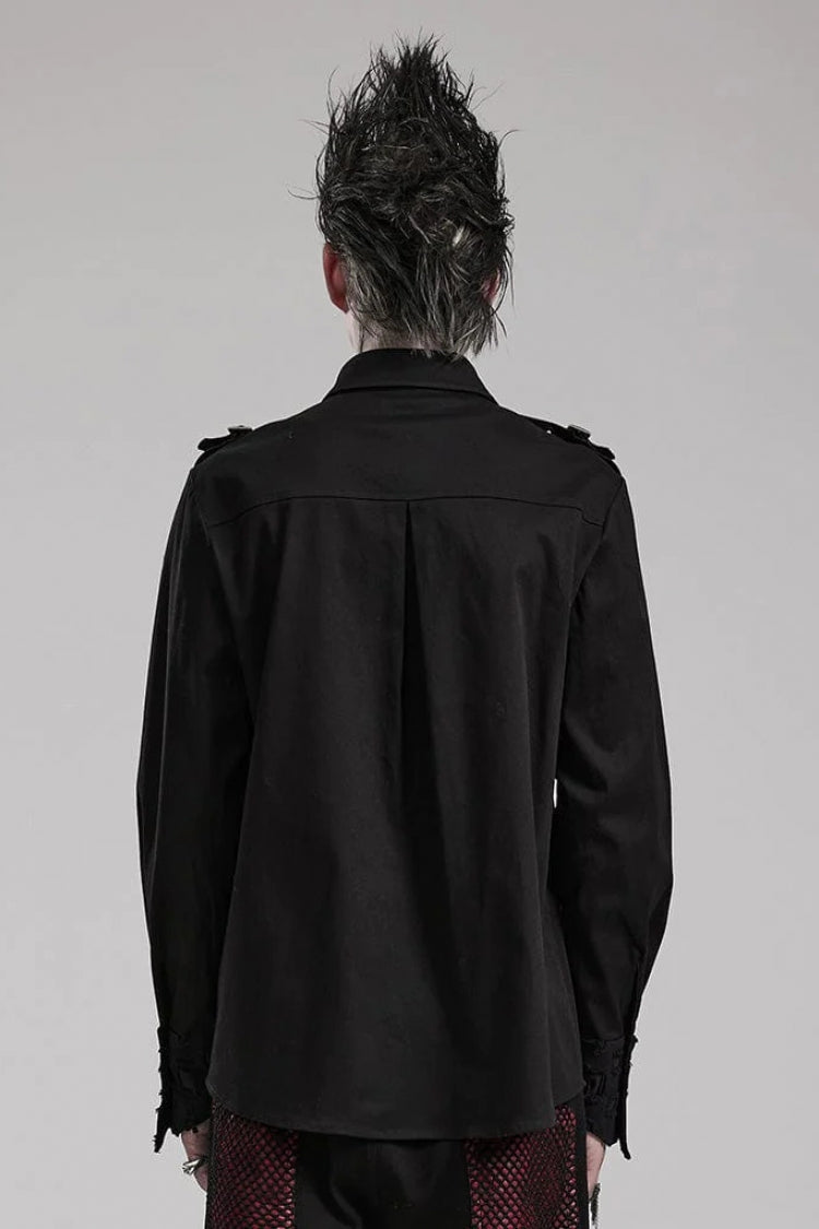 Black Hollow Hole Stitching Steampunk Blouse