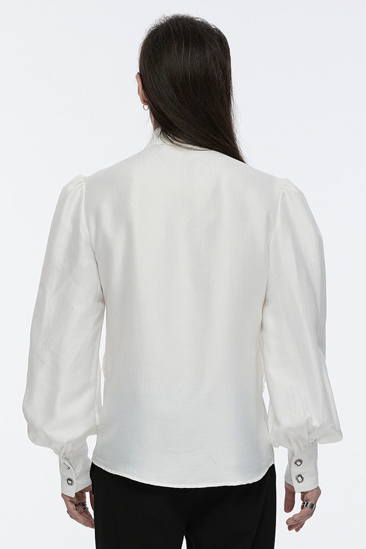 White Long Puff Sleeves Lace Gothic Blouse