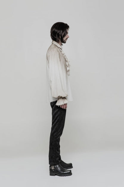 Long Sleeves Ruched Lace-up Steampunk Blouse 2 Colors