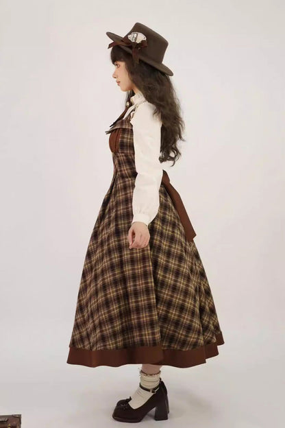 Brown [broken Pocket Watch] Sleeveless Printed Spliced Detective-style Classic Lolita Jsk Dress