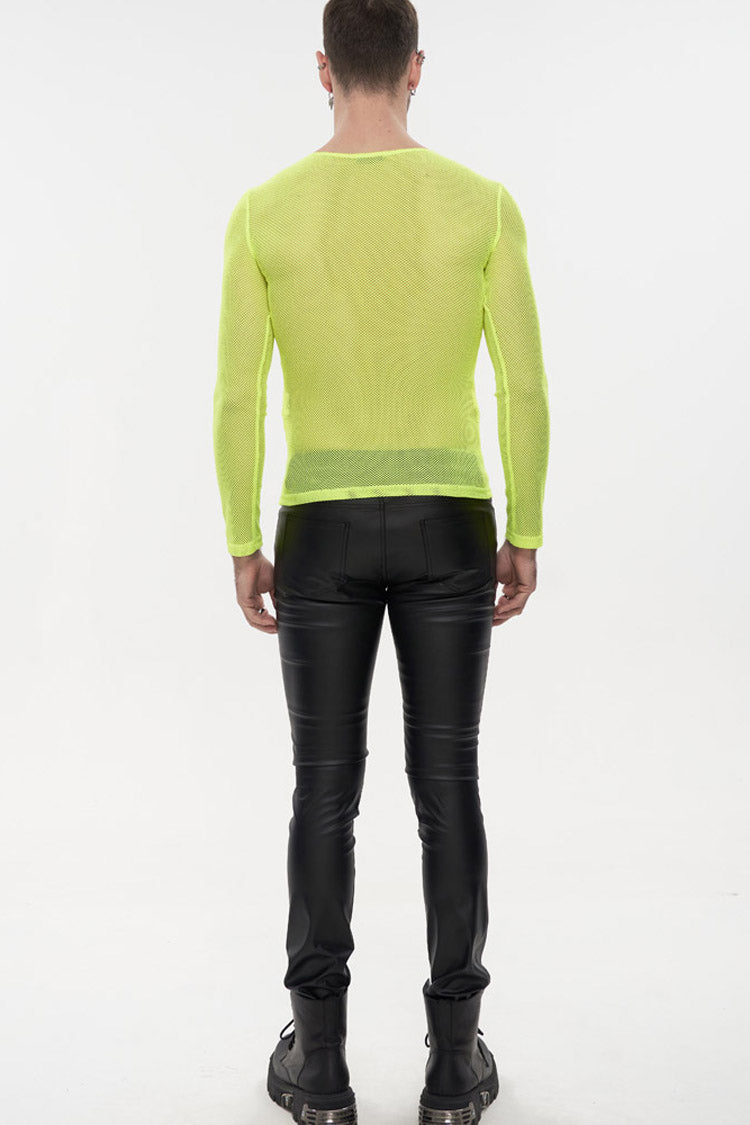 Ellow Gothic Elasticity High Neck Long Sleeve Mesh Shirt