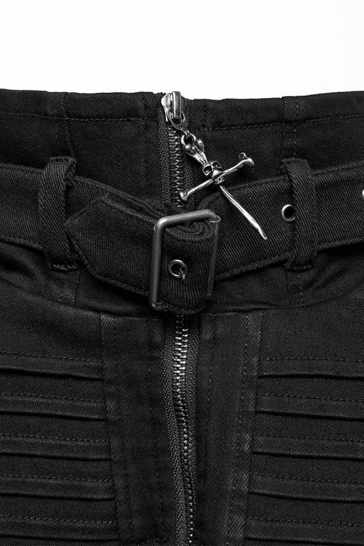 Black Stand Collar Sleeveless Rivet Zipper Punk Cape