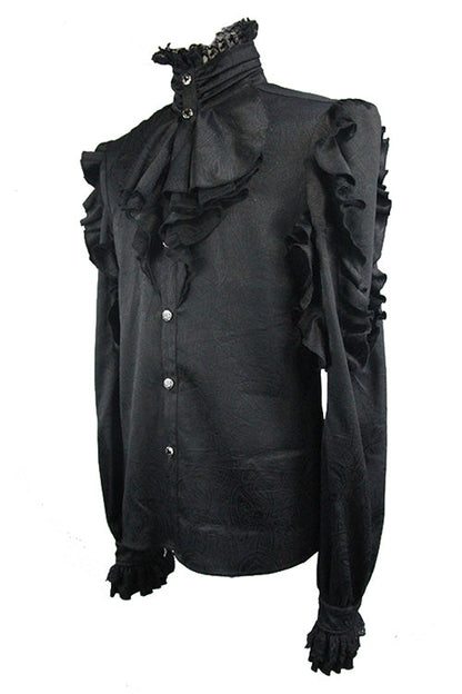 Black Vampire Ruffled Sleeves Gothic Blouse