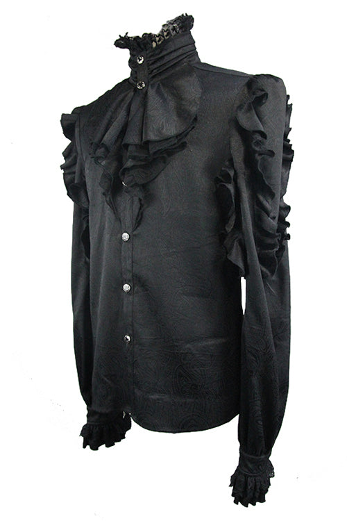 Black Vampire Ruffled Sleeves Gothic Blouse