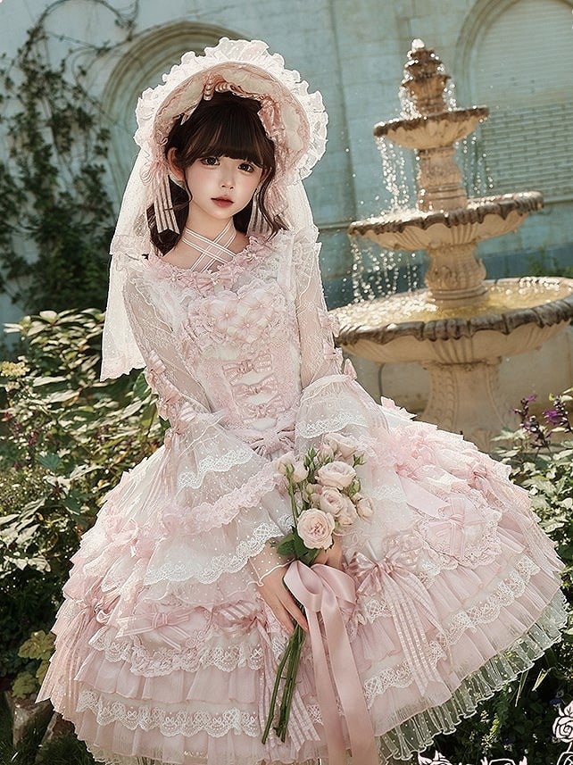 [pre-order Deadline: April 3] Pure Sweet Rose Fantasy Tiered Lolita Dress
