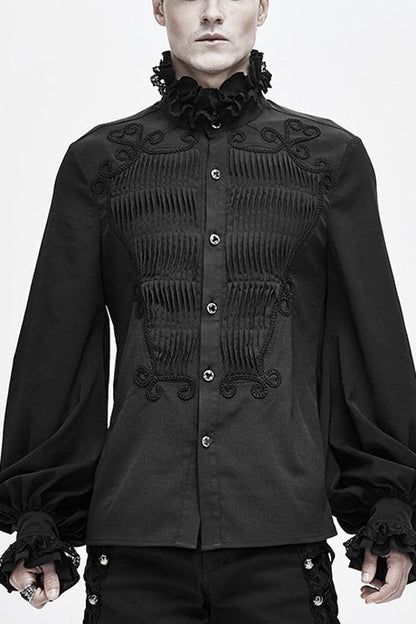 Black Chiffon Hand Embroidered Gothic Blouse