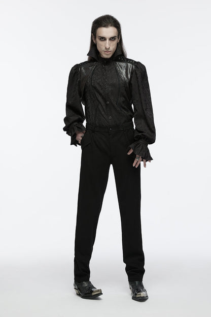 Black Long Puff Sleeves Lace-up Gothic Blouse