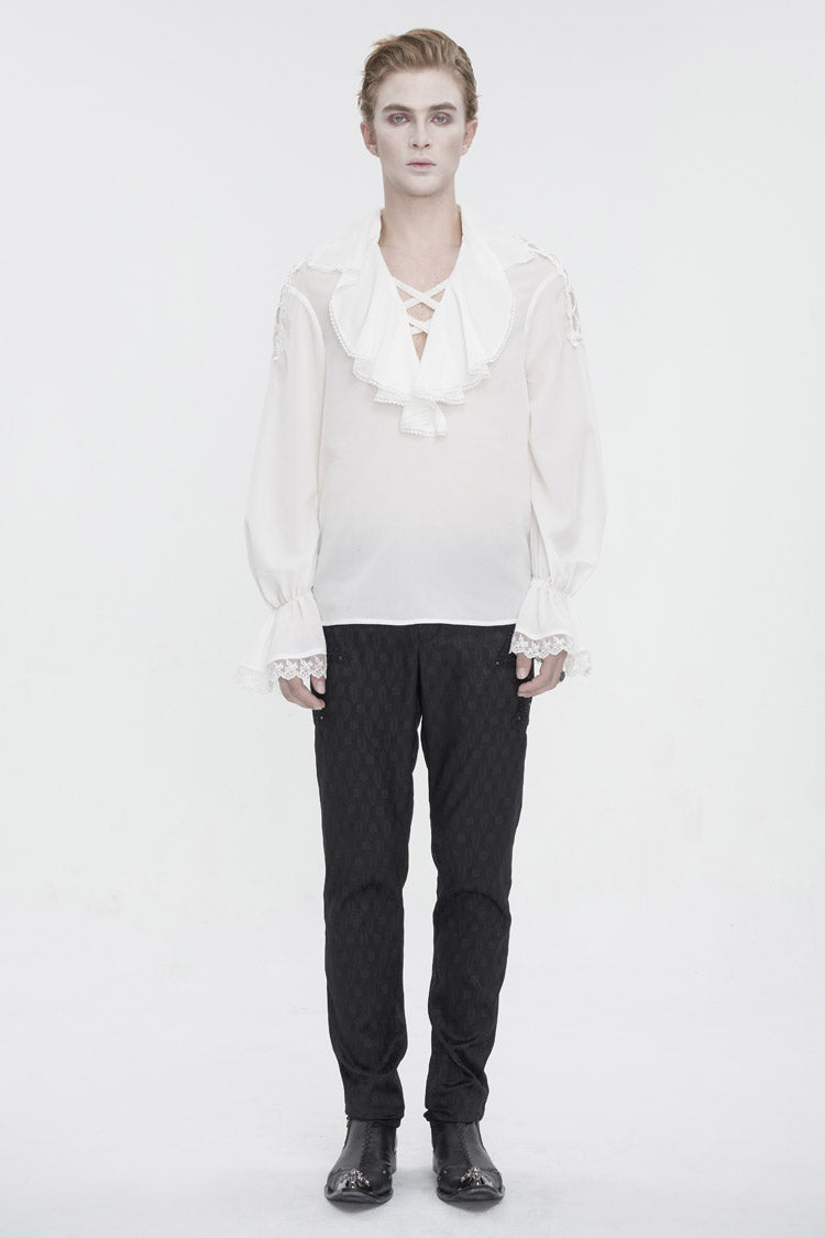 White Ruffled Collar Puff Sleeved Gothic Shirt