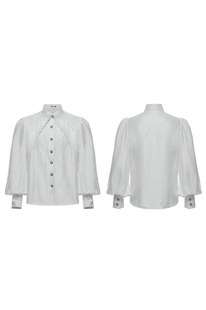 White Long Puff Sleeves Lace Gothic Blouse