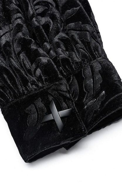 Black Stand Collar Print Stitching Gothic Blouse