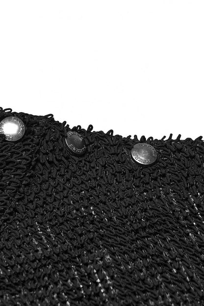 Black Long Sleeves Mesh Eyelet Punk T-shirt