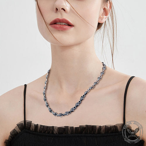 Ace of Spades Sterling Silver Skull Necklace