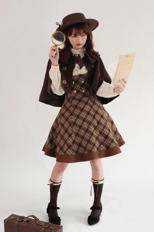 Brown [broken Pocket Watch] Sleeveless Printed Classic Lolita Bust-support Jsk Dress