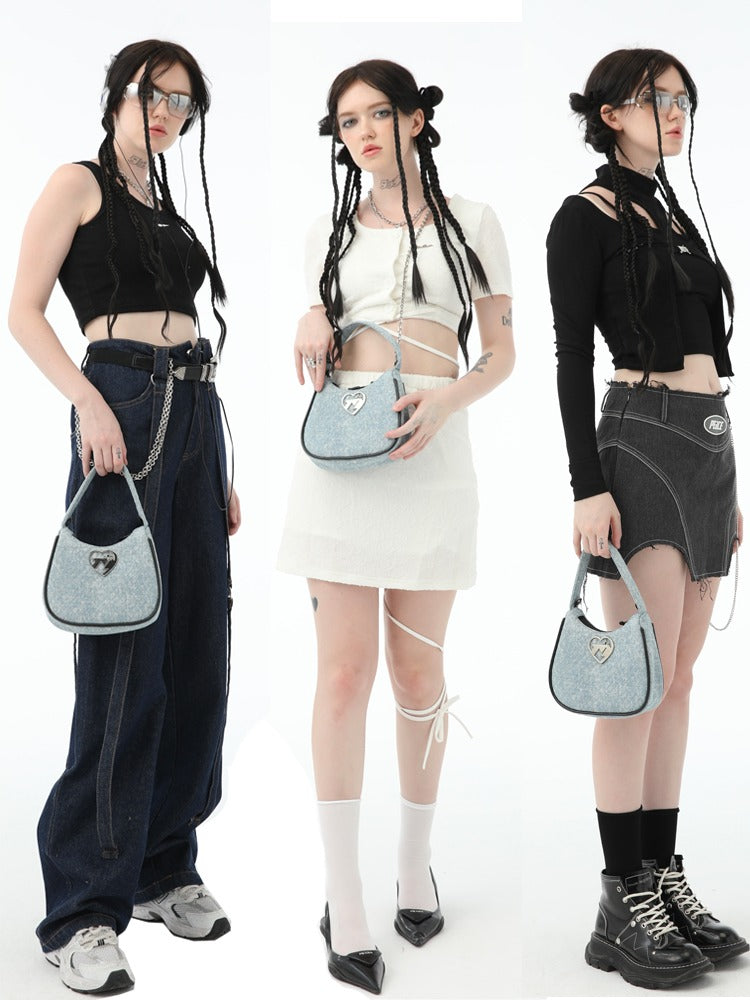 Y2k Original Hobo American Retro Old Denim Bag