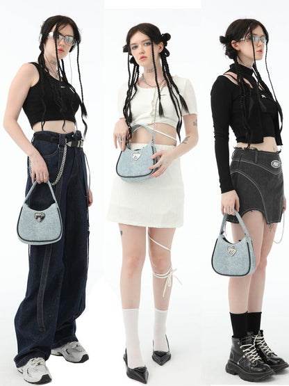 Y2k Original Hobo American Retro Old Denim Bag