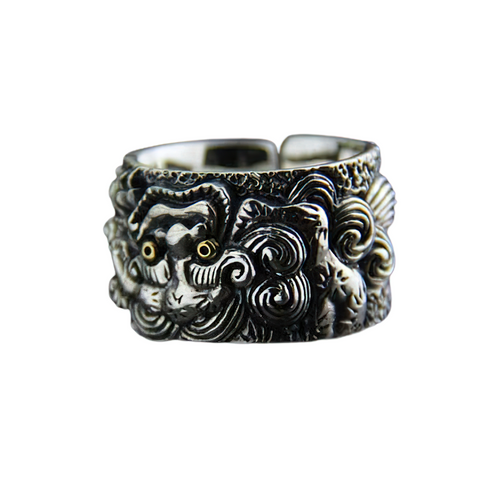 Adjustable Ring of Mythical Animal Wild for / Cool Jewelry of Pure 925 Sterling Silver