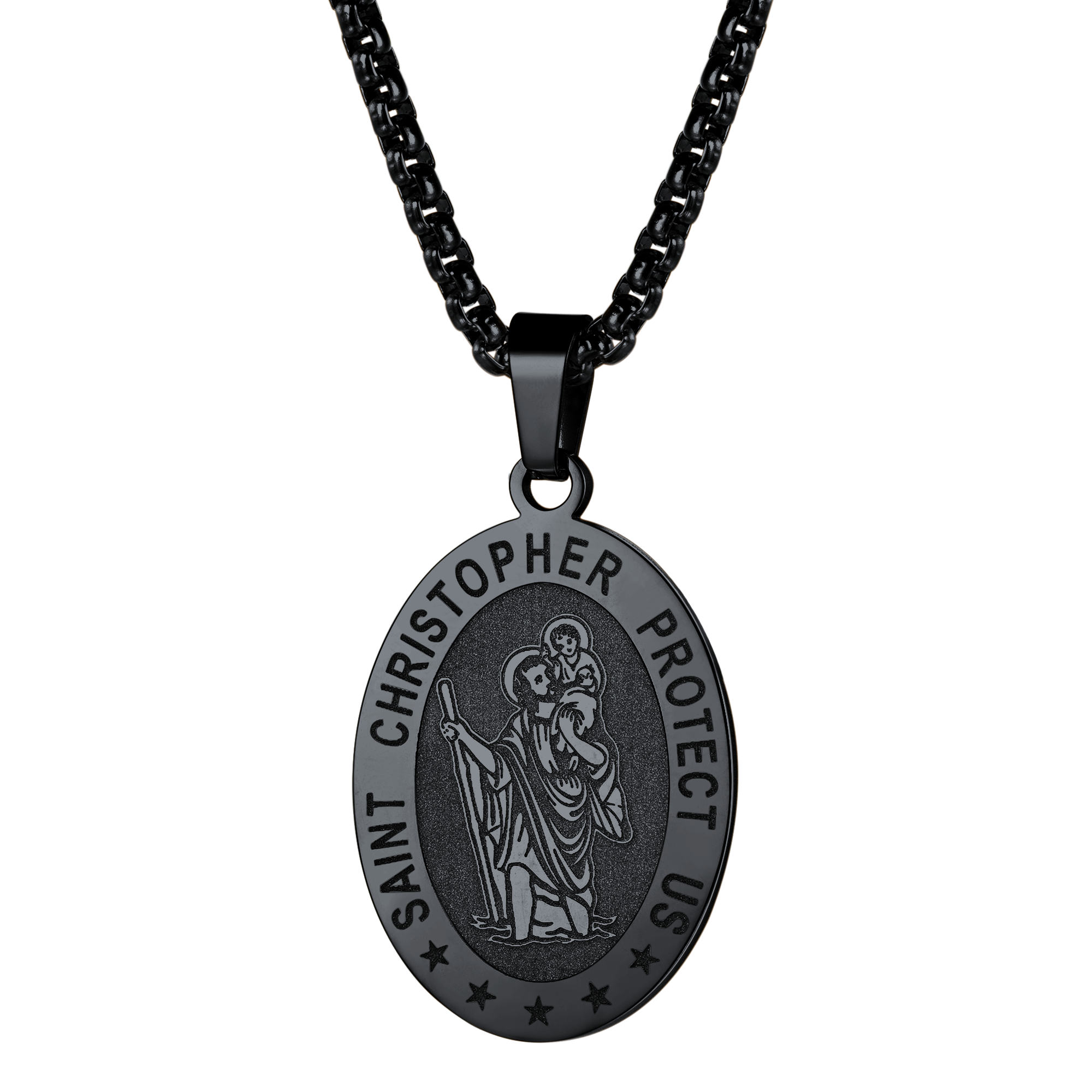 Oval Christian Saint Christopher Protection Medal Necklace for