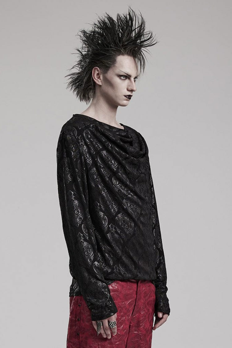 Black Long Sleeves Print Gothic T-shirt