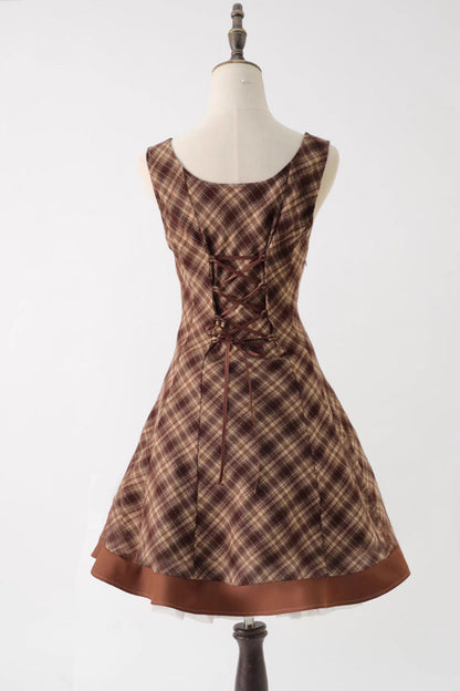 Brown [broken Pocket Watch] Sleeveless Printed Classic Lolita Bust-support Jsk Dress