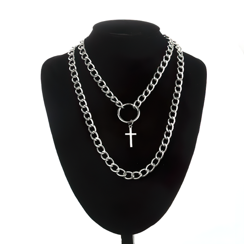 Alternative Necklace With Lock / Layered Chain Punk Jewellery / Metal Jewellery Accessories