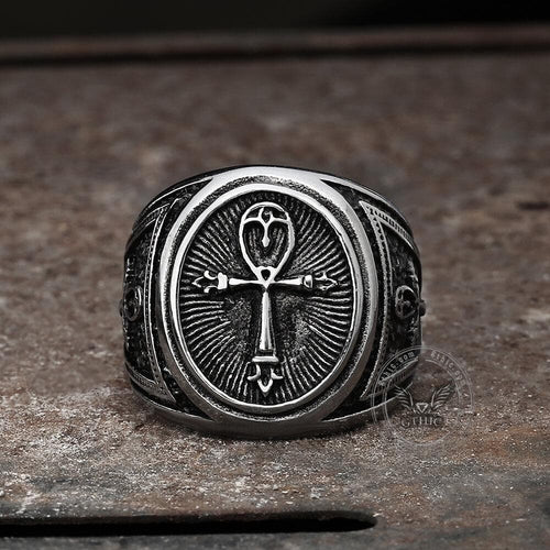 Ankh Key of Life Stainless Steel Egyptian Ring