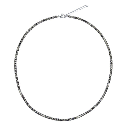 Antique Silver 3.2mm Thick Ponytail/foxtail/wheat Weave Necklace Chain With Extender