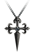 Antiqued Santiago Cross Pendant With Hematite Stone