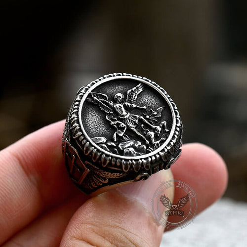 Archangel Saint Michael Stainless Steel ’s Ring Handcrafted