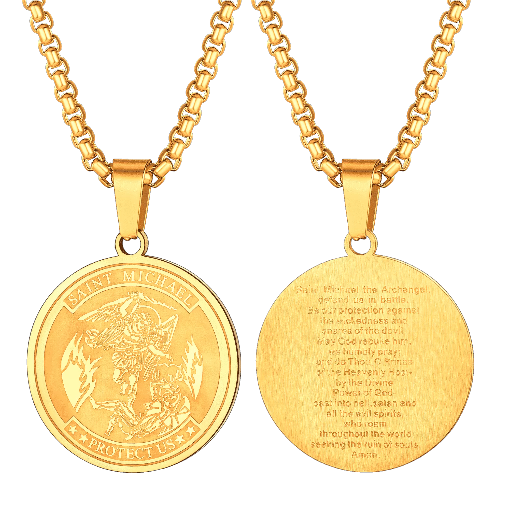 St. Michael Coin Necklace Medal Protection Pendant