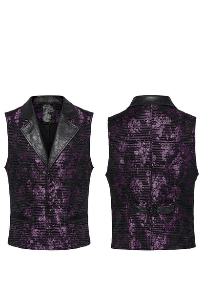 Violet V Collar Sleeveless Print Skull Buckle Gothic Vest