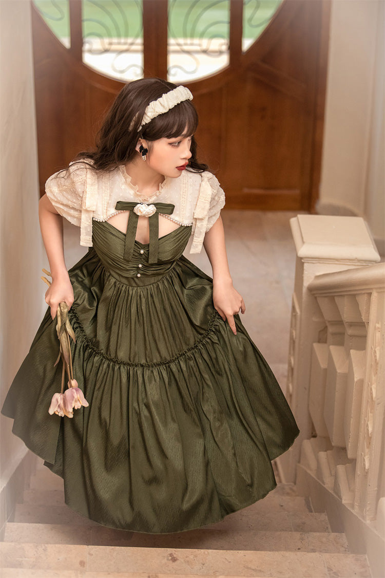 Dark Green Noble Retro Country Poetry Classic Lolita Dress