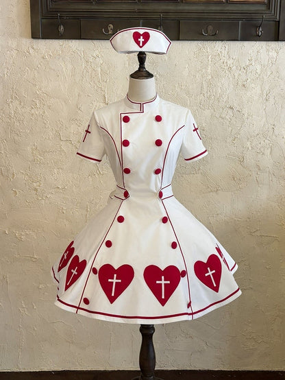 [pre-order Deadline: May 4] Heart Cross Nurse Cosplay Lolita Dress